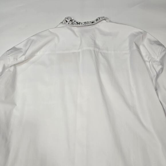 GRLFRND Alessandra Oversized Shirt with Jeweled Collar in White XS - Picture 10 of 12